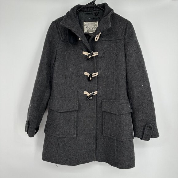 Banana Republic Women's Gray Pea Coat Toggle Buttons Size XS‎ Wool Blend - Picture 1 of 9
